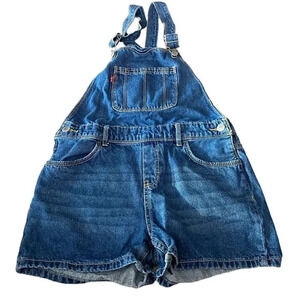 Levi’s Girls Shortall Medium Wash Jean Short Overalls Size Large 12/14